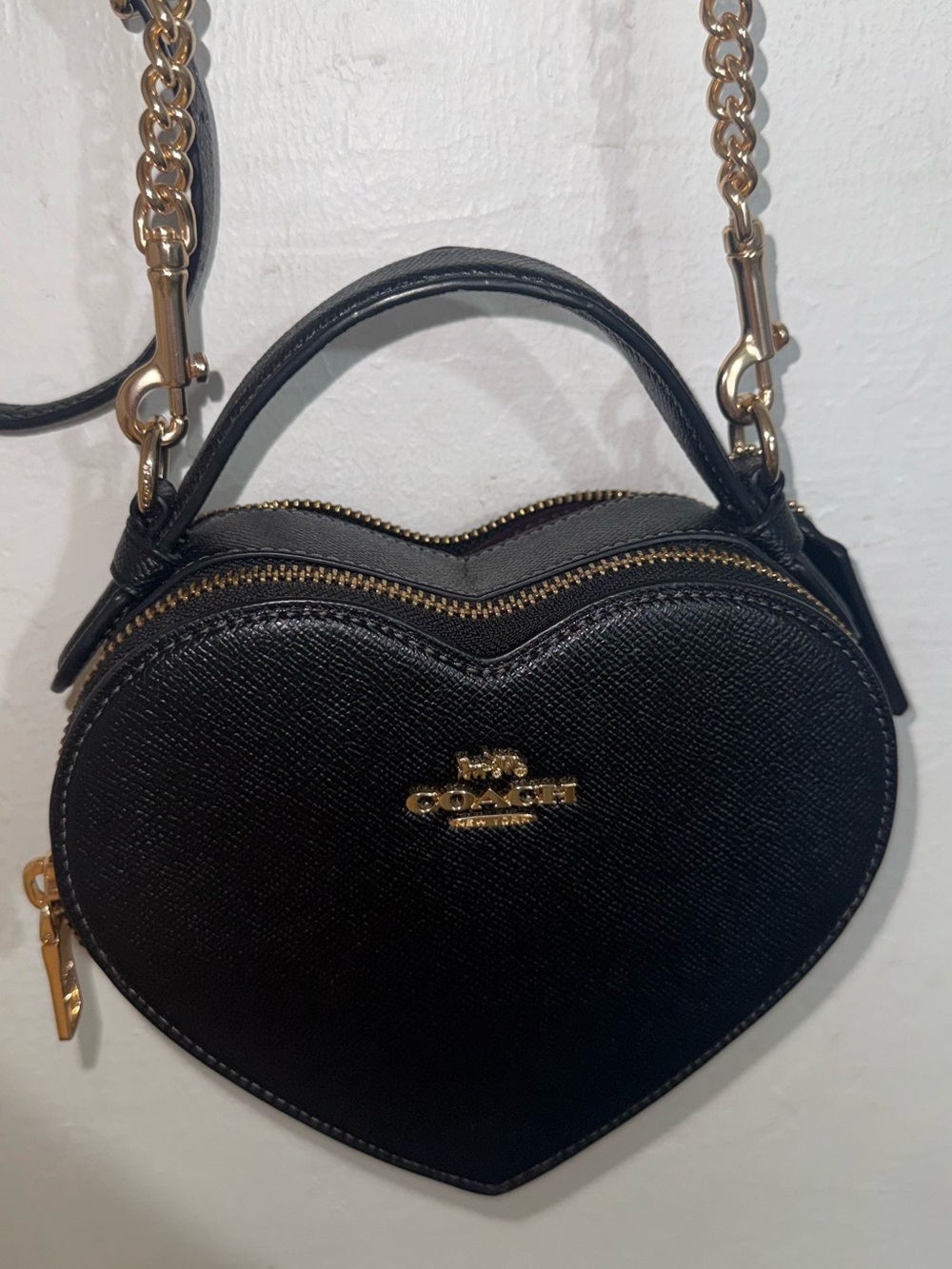 Coach Black Heart Crossbody with Gold Hardware
